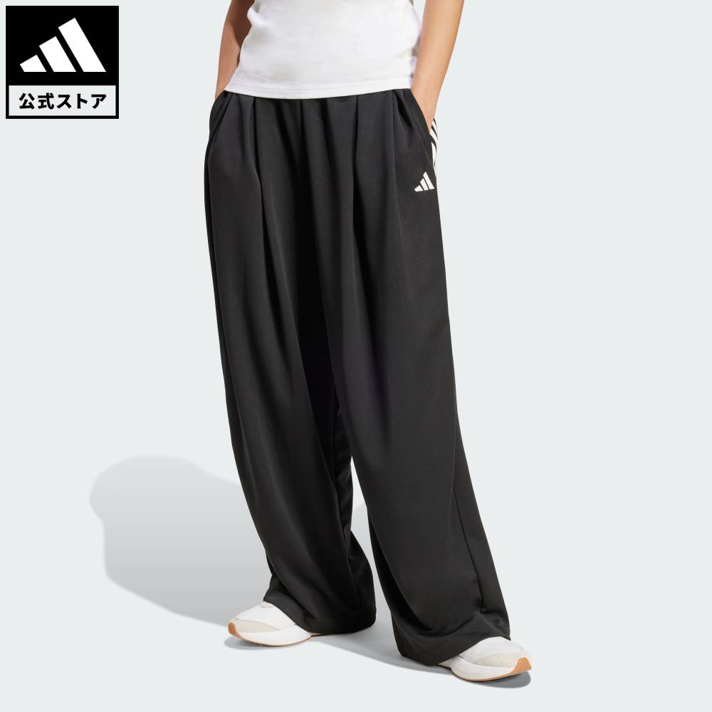 【公式】アディダス adidas 返品可 ライフスタイル ティロ スリーストライプス プリーツ パンツ スポーツウェア レディース ウェア・服 ボトムス 黒 ブラック JL7646