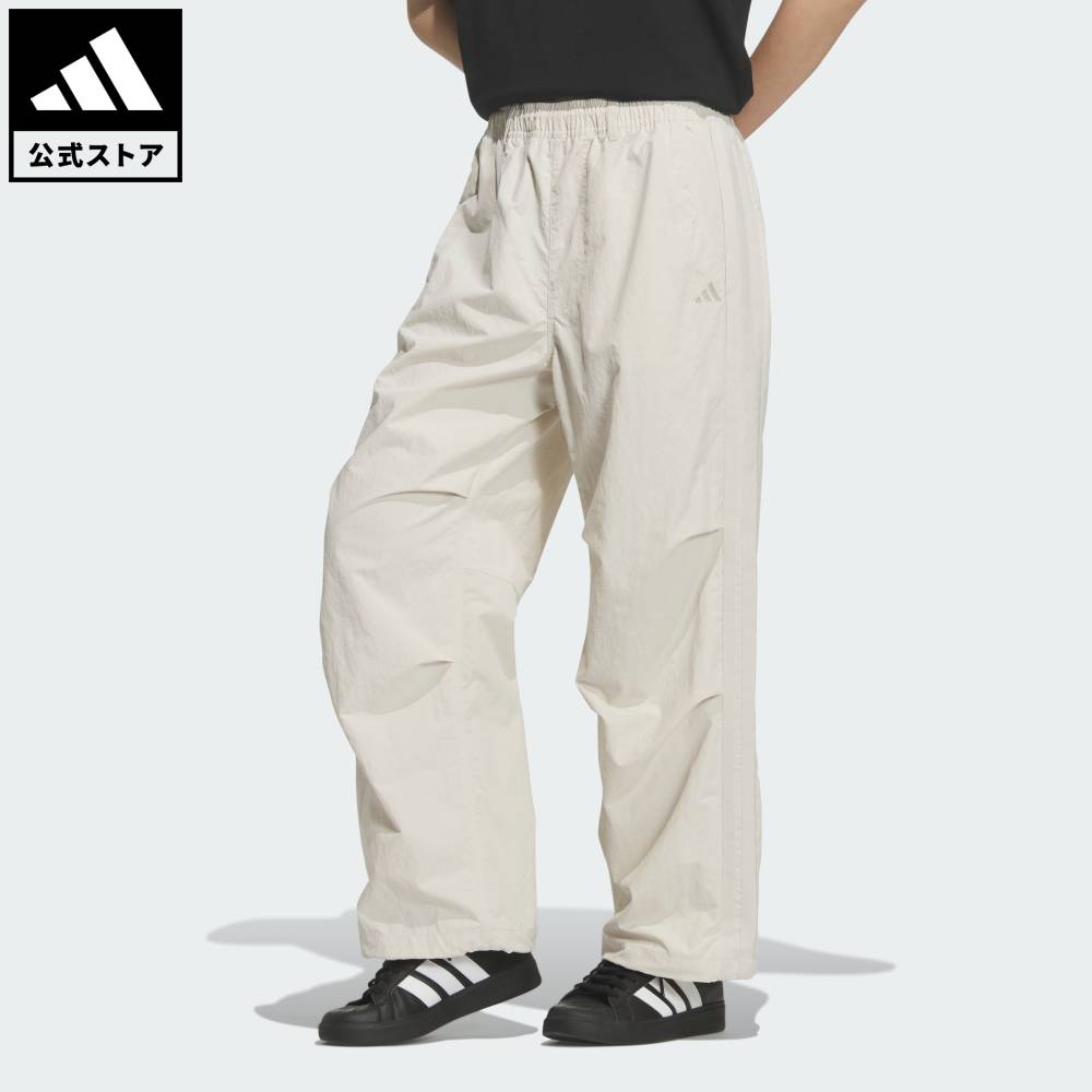 【ポイント20倍 04/14 20:00～04/20 23:59】 【公式】アディダス adidas 返品可 ライフスタイル 軽パン 軽撥水パラシュートパンツ スポーツウェア レディース ウェア・服 ボトムス ベージュ KQ9266 【PT】