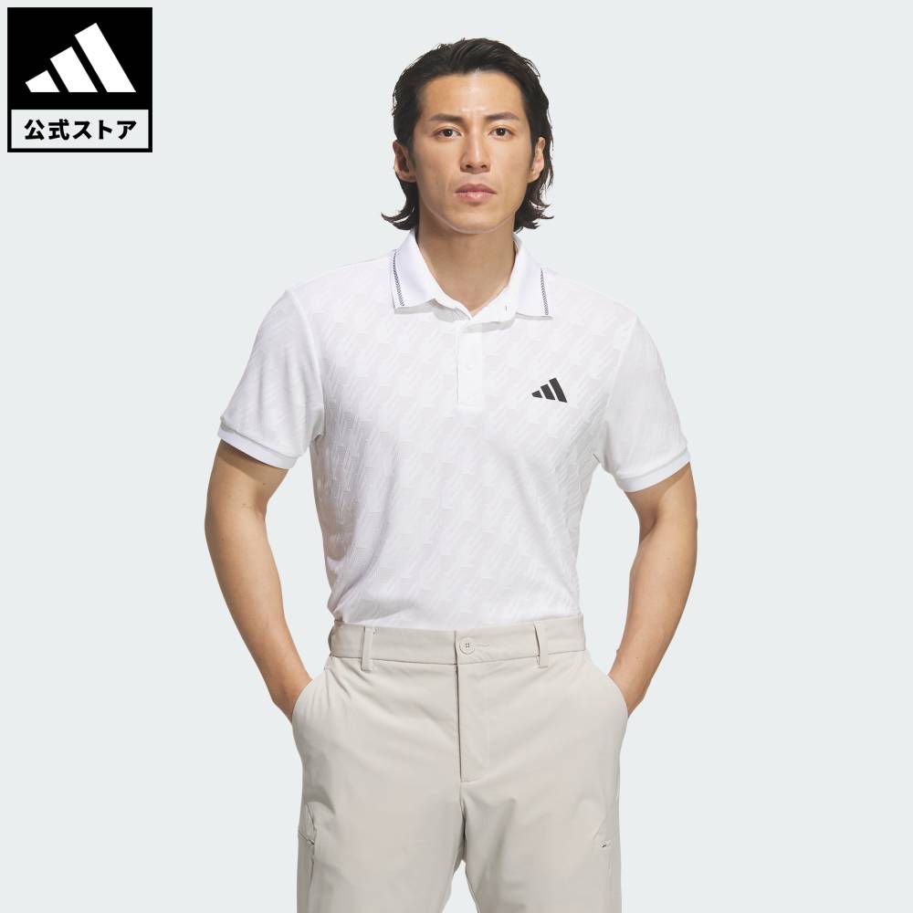 【公式】アディダス adidas 返品可 ゴルフ ジャカード 半袖ポロ パフォーマンス メンズ ウェア・服 ポロシャツ 白 ホワイト JY8231