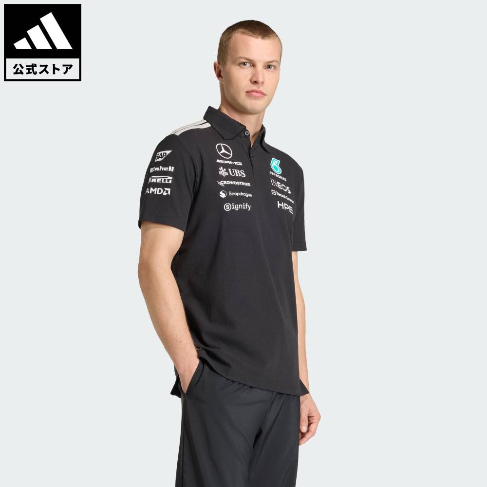 【公式】アディダス adidas 返品可 モータースポーツ MERCEDES AMG PETRONAS F1 チーム エンジニア ポロシャツ パフォーマンス メンズ ウェア・服 ポロシャツ 黒 ブラック KE5523