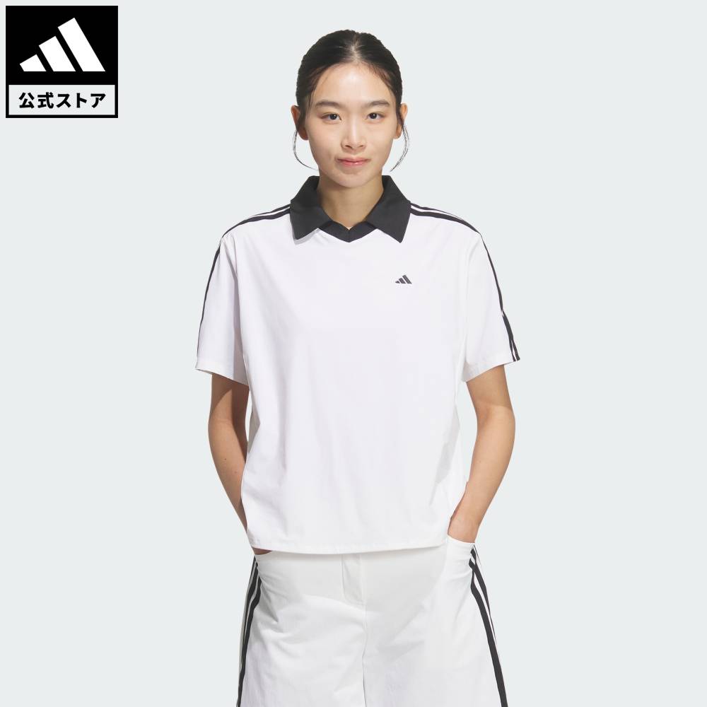 【公式】アディダス adidas 返品可 ゴルフ スリーストライプス ウーブン 半袖シャツ パフォーマンス レディース ウェア・服 ポロシャツ 白 ホワイト KD7206
