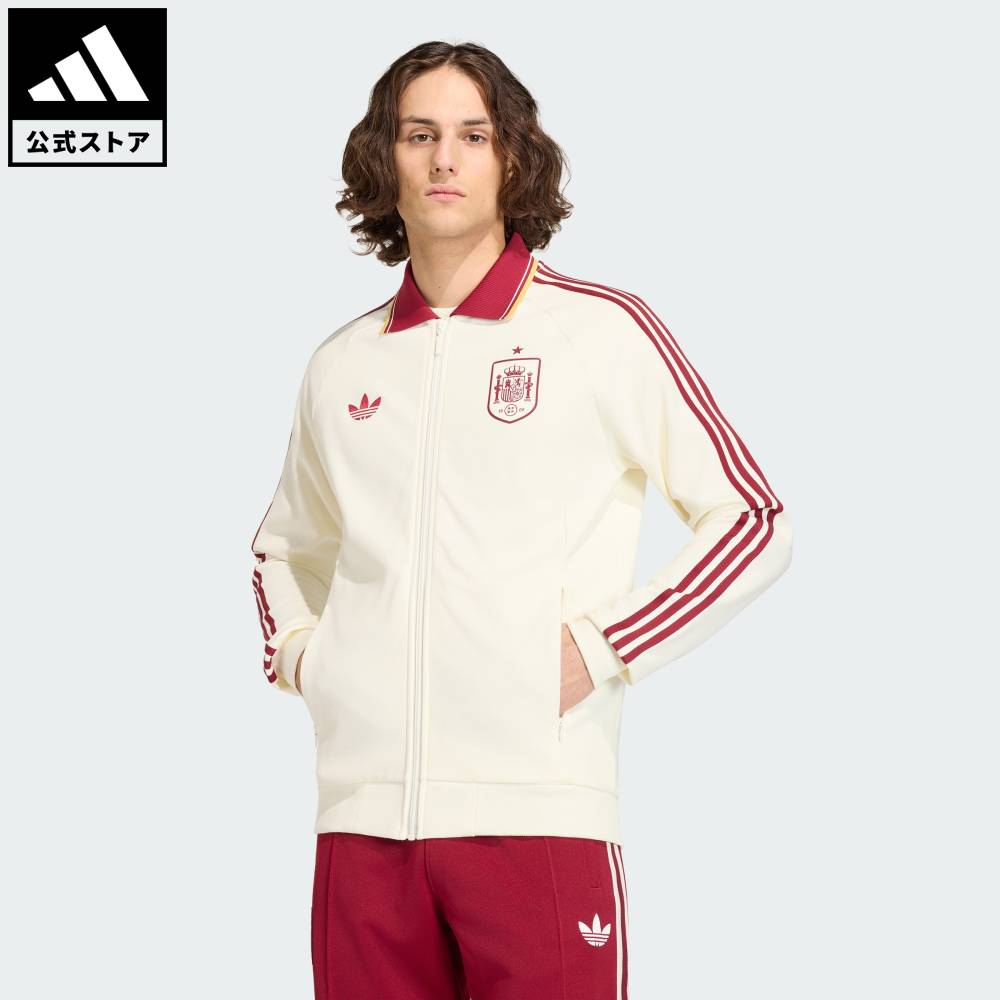 【公式】アディダス adidas 返品可 サッカー スペイン代表 26 アウェイ アンセムジャケット パフォーマンス メンズ ウェア・服 ジャージ 白 ホワイト JZ2249