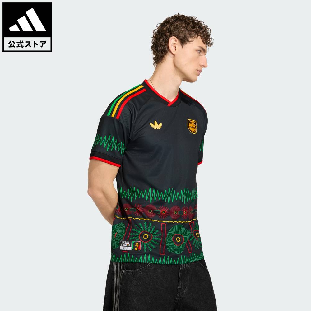 【公式】アディダス adidas 返品可 サッカー ジャマイカ代表 26 × ボブ・マーリー アウェイ レプリカ ユニフォーム オリジナルス ユニセックス ウェア・服 ユニフォーム 黒 ブラック KD0957