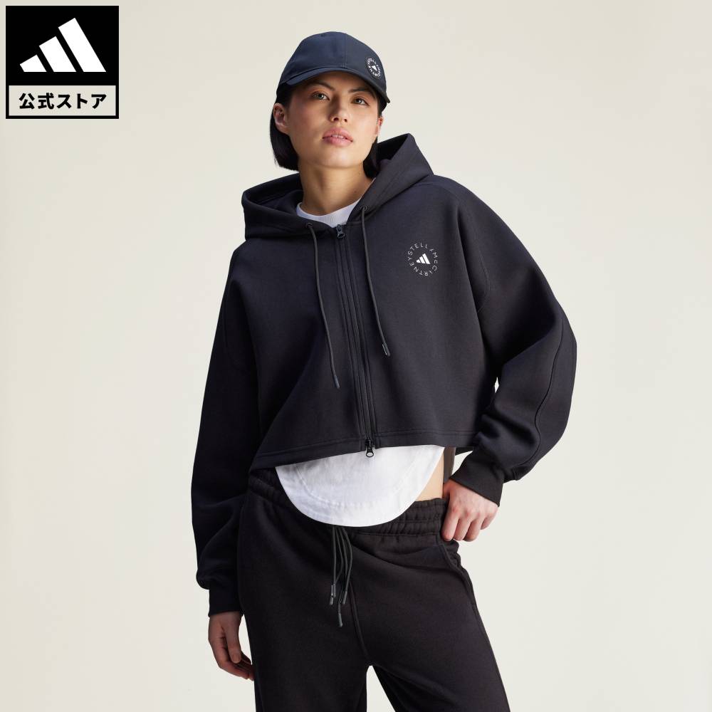 【公式】アディダス adidas 返品可 ソーシャルギフト対象 ライフスタイル adidas by Stella McCartney スポーツウェア クロップドパーカー アディダス バイ ステラマッカートニー レディース ウェア・服 パーカー(フーディー) 黒 ブラック JD8107 トレーナー|adidas Online Shop 店
