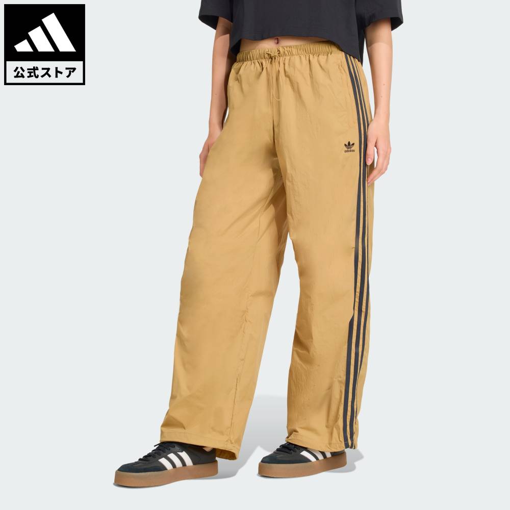 adidas スリーストライプス ワイドレッグ パンツ ブラウン adidas スリーストライプス ワイドレッグ パンツ ブラウン