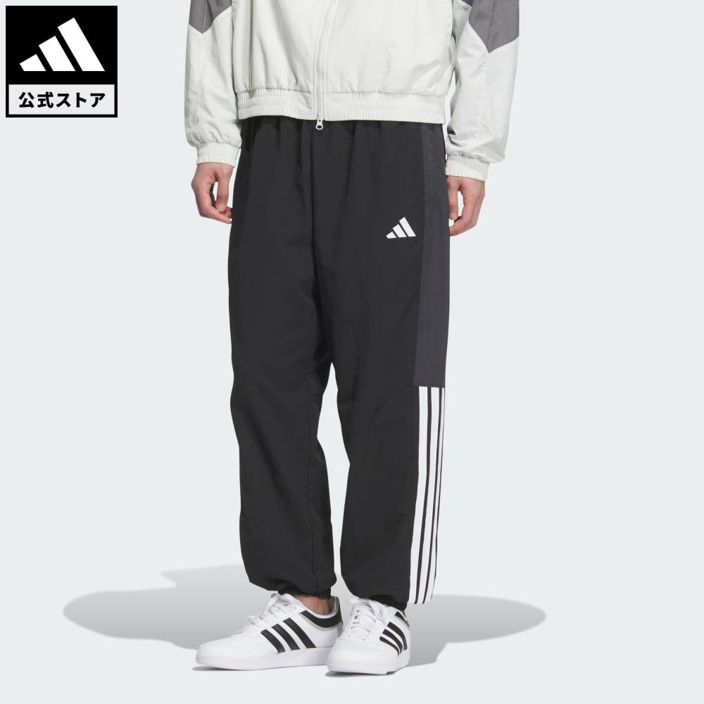【公式】アディダス adidas 返品可 ライフスタイル ワーディングパック メッシュの裏地付き ウーブン フルレングス カフに伸縮性のあるパンツ スポーツウェア メンズ ウェア・服 ボトムス 黒 ブラック JZ8764