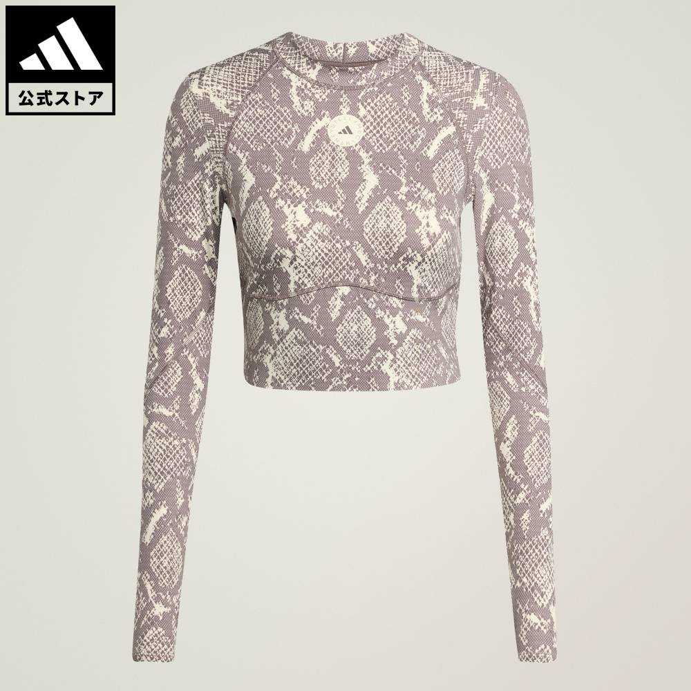 【20％OFFクーポン対象 04/04 20:00～04/10 23:59】 【公式】アディダス adidas 返品可 ジム・トレーニング adidas by Stella McCartney トレーニング ロングスリーブ クロップ プリント アディダス バイ ステラマッカートニー レディース ウェア・服 Tシャツ ベージュ JM8…