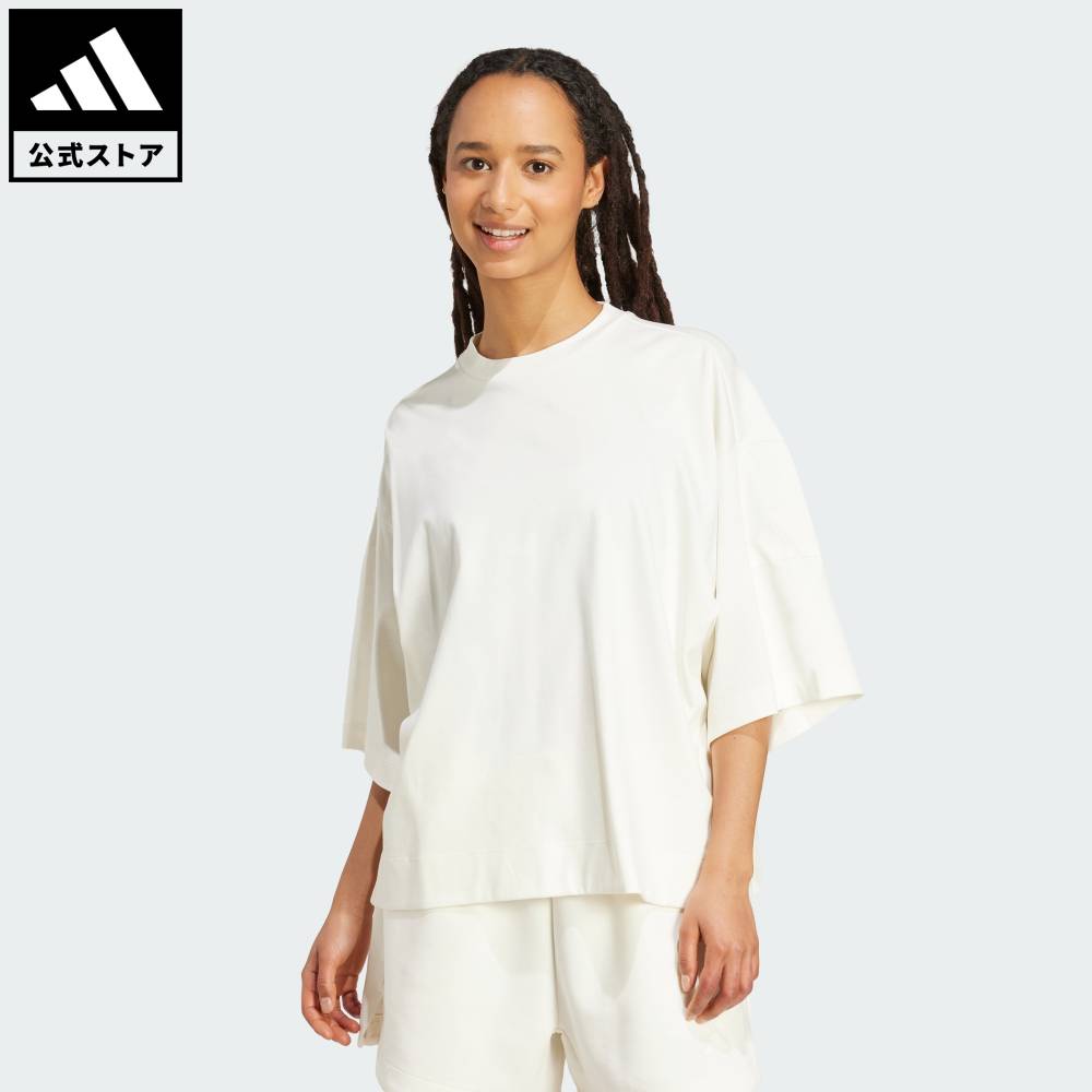 【公式】アディダス adidas 返品可 ライフスタイル Soft Lux ルーズ Tシャツ スポーツウェア レディース ウェア・服 Tシャツ 白 ホワイト JV9888