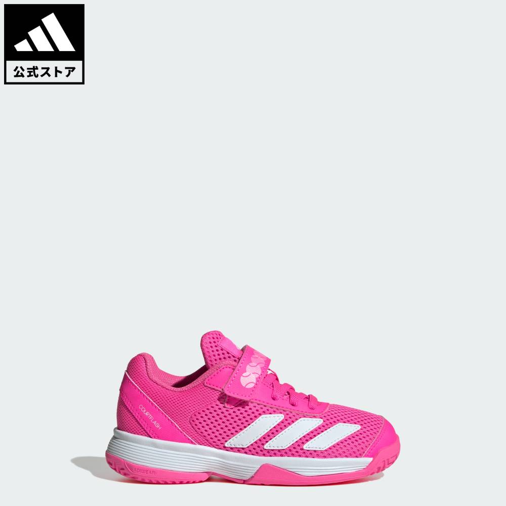 【公式】アディダス adidas 返品可 テニス コートフラッシュ フックアンドループ テニスシューズ キッズ / Courtflash Hook-and-Loop Tennis Shoes Kids パフォーマンス キッズ／子供用 シューズ・靴 スニーカー ピンク JR4428