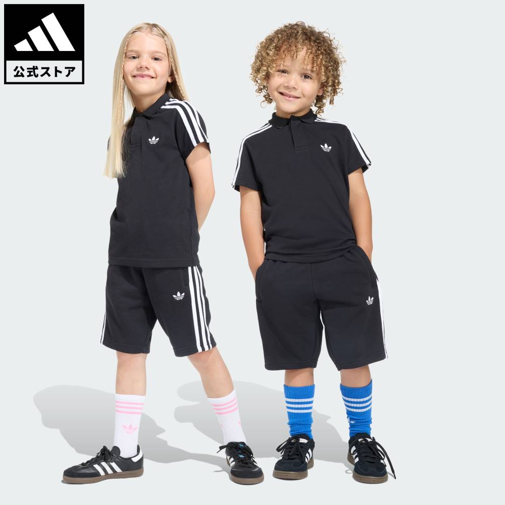 【ポイント20倍 04/14 20:00～04/20 23:59】 【公式】アディダス adidas 返品可 ライフスタイル ポロ ショート ティー セット オリジナルス キッズ／子供用 ウェア・服 ジャージ 黒 ブラック KD5782 【PT】