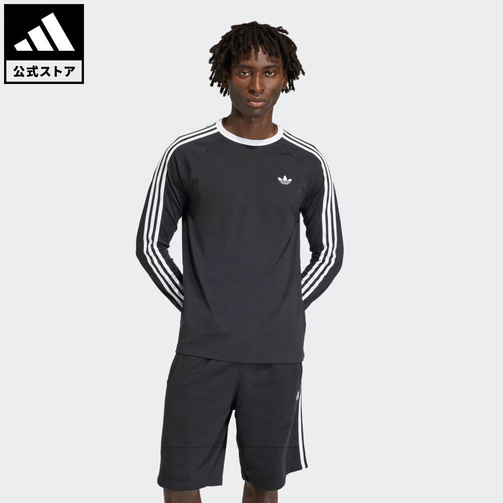 【ポイント20倍 04/14 20:00～04/20 23:59】 【公式】アディダス adidas 返品可 ライフスタイル スリーストライプス ロングスリーブ Tシャツ オリジナルス メンズ ウェア・服 Tシャツ 黒 ブラック KE3546 【PT】