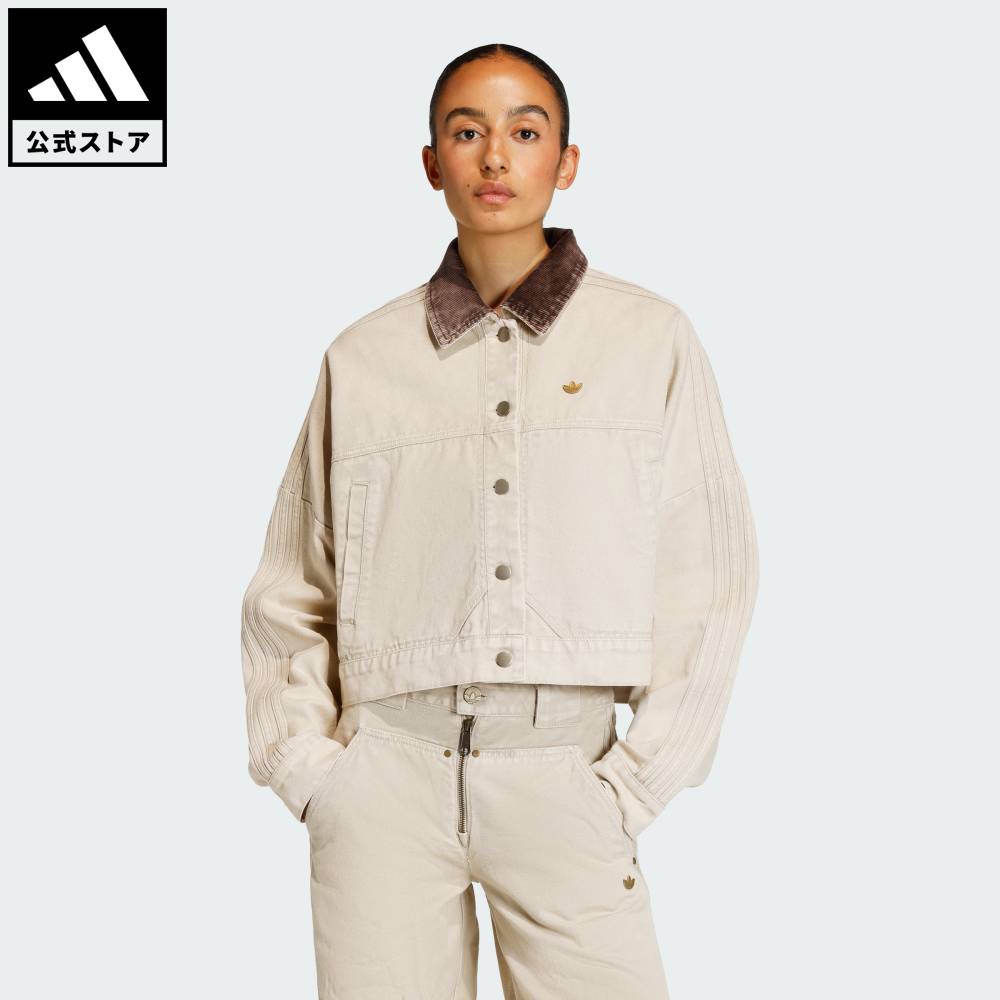 【20％OFFクーポン対象 07/15 0:00～07/26 1:59】 【公式】アディダス adidas 返品可 ライフスタイル キャンバス トラックトップ ジャケット オリジナルス レディース ウェア・服 ジャケット ベージュ KE1069｜adidas Online Shop 店