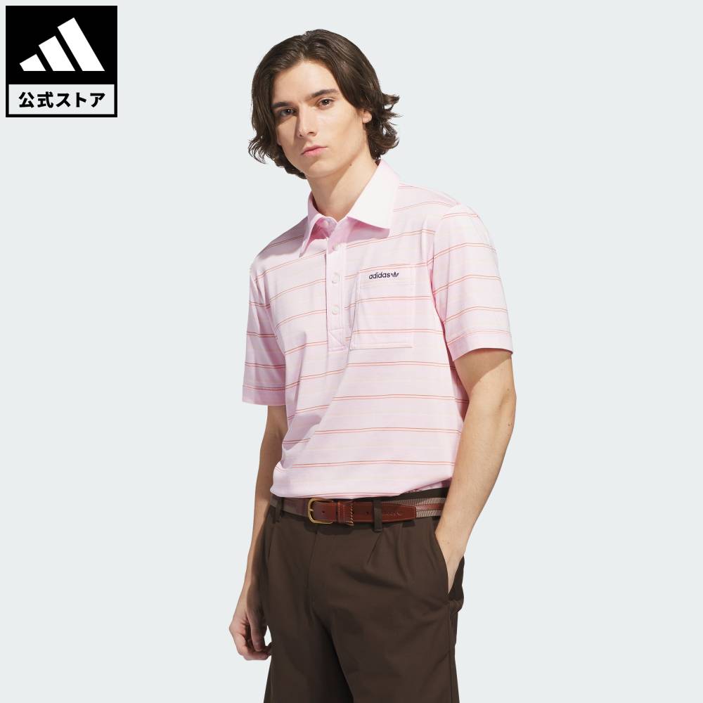【ポイント10倍 04/14 20:00～04/20 23:59】 【公式】アディダス adidas 返品可 ゴルフ オリジナルス アーカイブ ストライプ ポロ オリジナルス メンズ ウェア・服 ポロシャツ ピンク KH4305 【PT】
