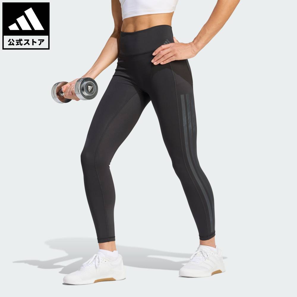 【公式】アディダス adidas 返品可 ジム・トレーニング Optime ワークアウト スリーストライプス 7/8丈 レギンス パフォーマンス レディース ウェア・服 タイツ・レギンス 黒 ブラック JZ1060