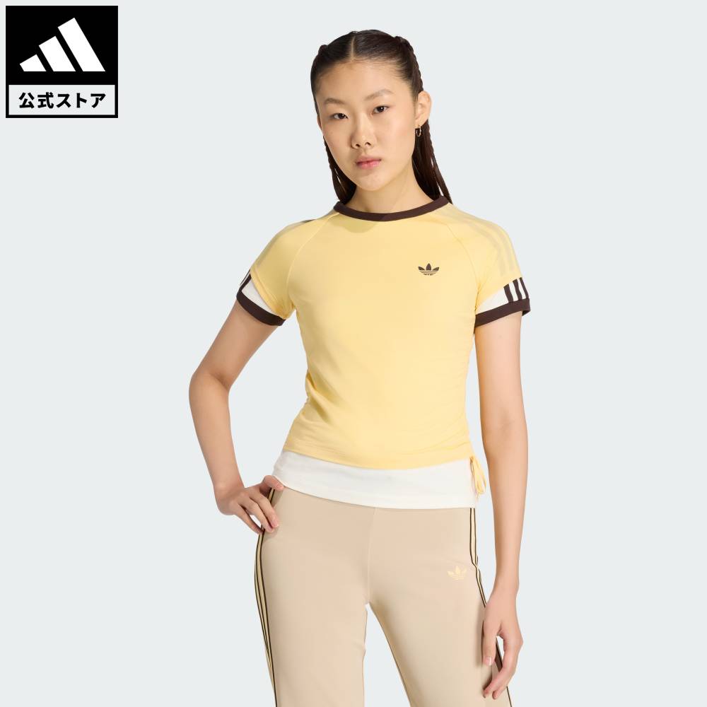 【公式】アディダス adidas 返品可 ライフスタイル ダブルレイヤー カリ Tシャツ オリジナルス レディース ウェア・服 シャツ オレンジ KW4526