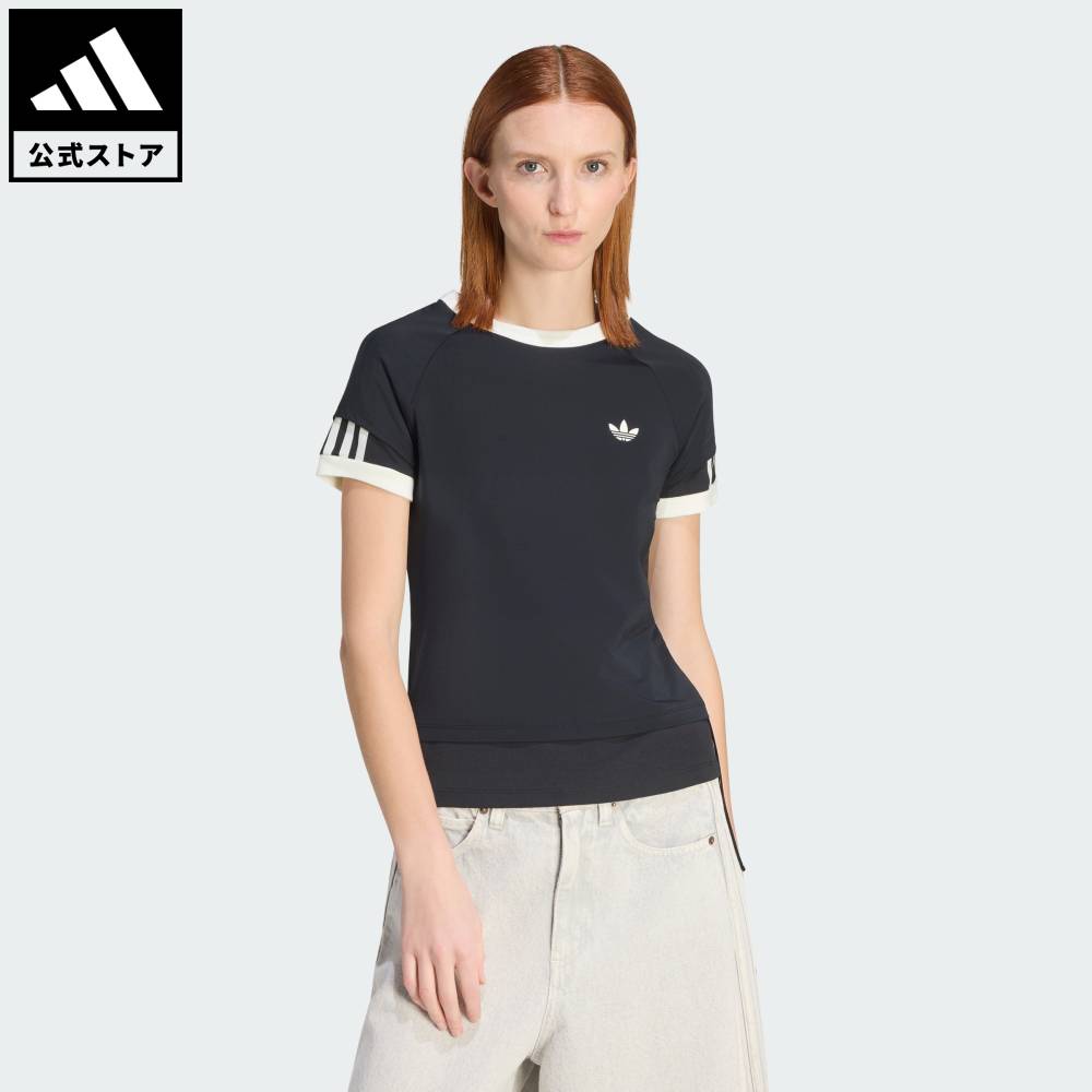 【公式】アディダス adidas 返品可 ライフスタイル ダブルレイヤー カリ Tシャツ オリジナルス レディース ウェア・服 シャツ 黒 ブラック KW4528