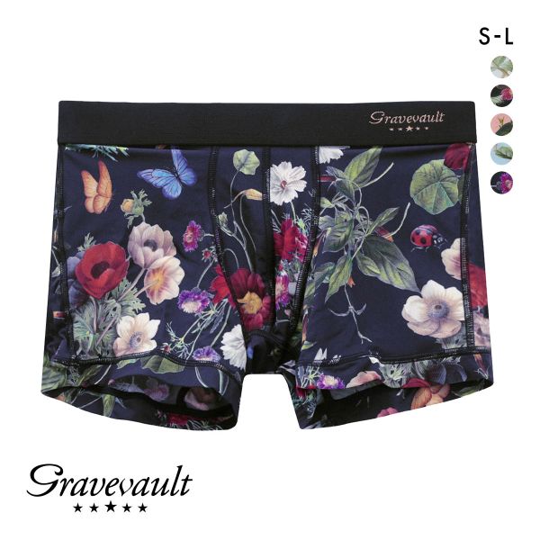 グレイブボールト Gravevault フローラプリント ショートボクサーパンツ メンズ 全5色 S-L