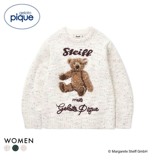 ジェラートピケ レディース シュタイフ パウダーネップジャガードプルオーバー ジェラピケ ルームウェア gelato pique Steiff ADIEU 全3色