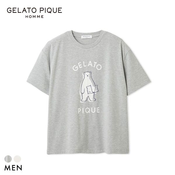 ジェラートピケ オム メンズ IFMC. ワンポイントTシャツ ジェラピケ パジャマ GELATO PIQUE HOMME ADIEU 全2色 M-L