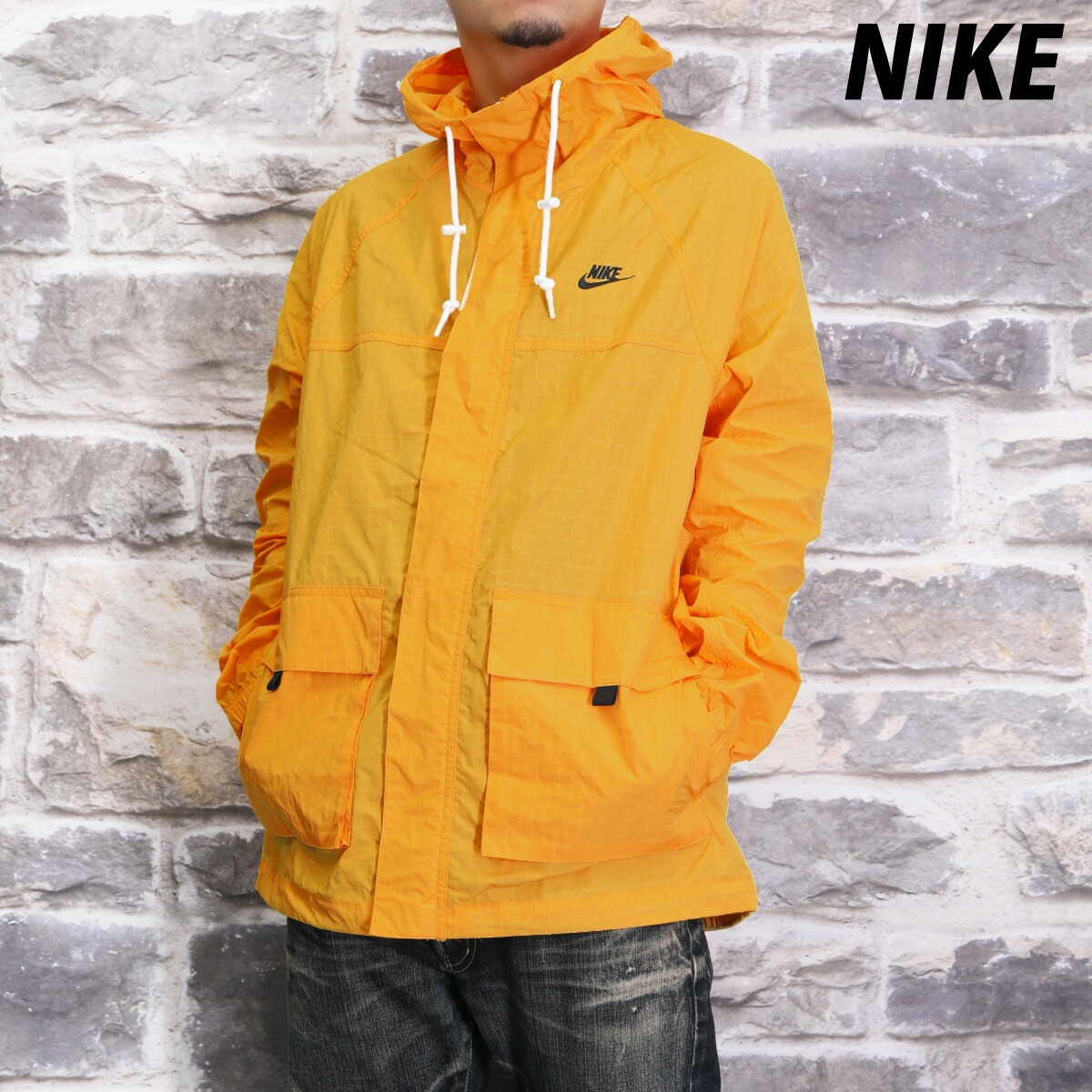 Nike ウィンドブレーカー ネイビー/オレンジ/イエロー Lサイズ 80s VTG NIKE/ナイキ オレンジタグ/TM USA製 ナイロンパーカー