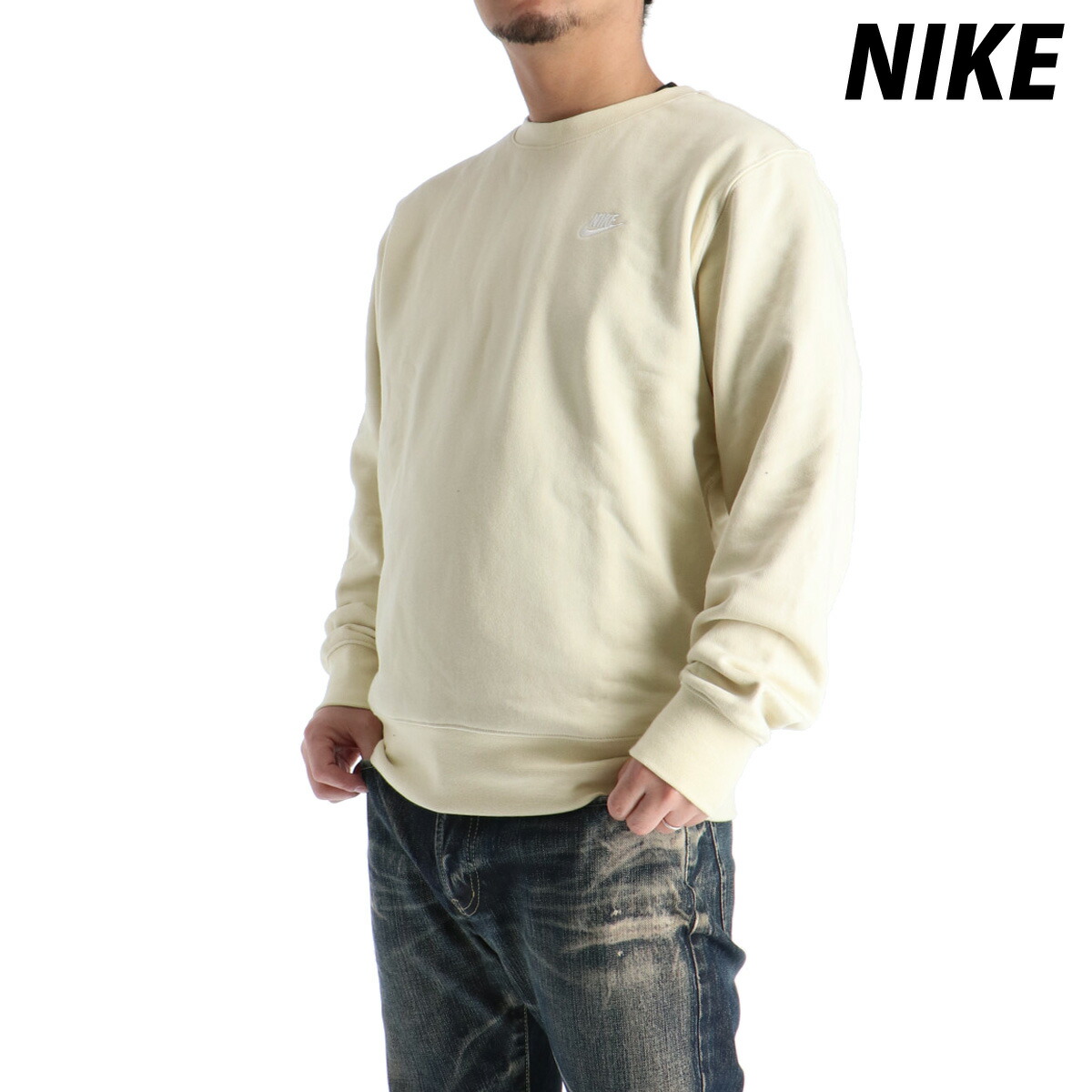 ナイキ スウェット トレーナー メンズ ブランド クルーネック ワンポイント クラブ フレンチテリー NIKE スウェットシャツ FN3889 薄茶色 ベージュ 新作 大きいサイズ 有 スポーツウェア トレーニングウェア スポーツ