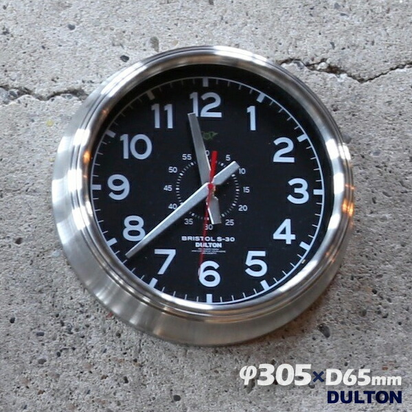 φ305mm 厚み65mm 黒 ブラック ダルトン S-30 BD ブリストル でかい 大きい 壁掛け時計 おしゃれ スタイリッシュ【送料無料】