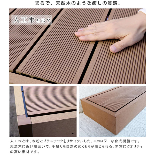 品質のいい 90×90cm 3台 ecofeel ステップセット 人工木ウッドデッキ