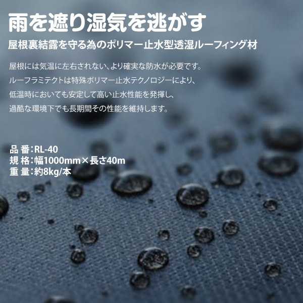 新作 大人気 建築資材 透湿防水シート 屋根 透湿シート セーレン 透湿ルーフィング材 ルーフラミテクトBK 1m×40ｍ 10巻 giftde.in