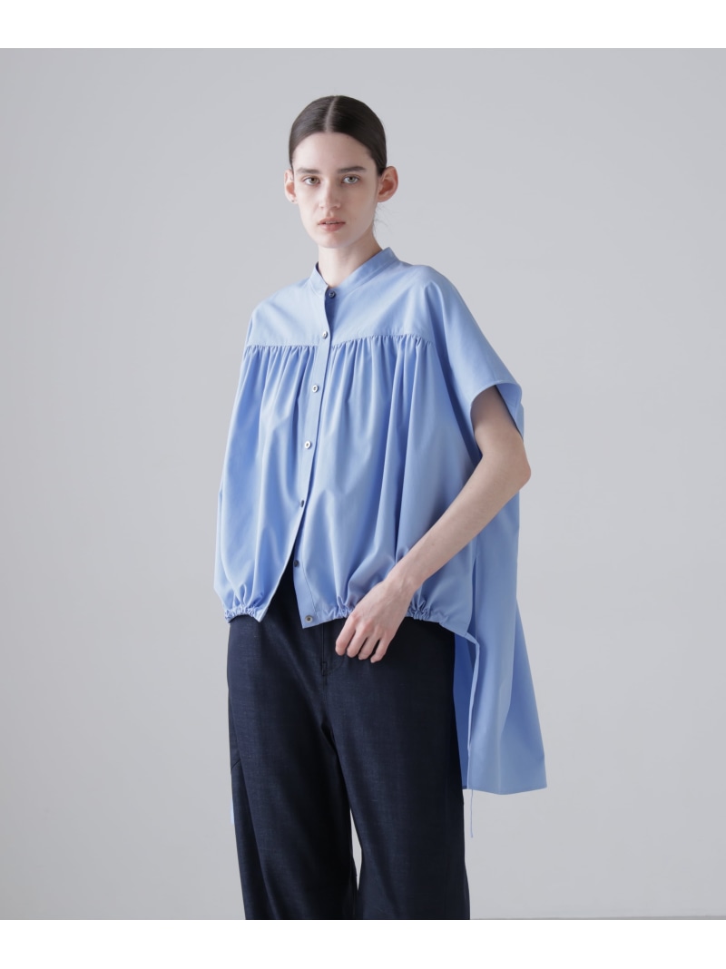 コンパクトクリスピークロスブラウス ADORE アドーア トップス シャツ・ブラウス ホワイト ブルー【送料無料】[ Fashion]｜ADORE （アドーア）