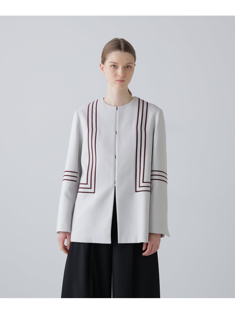 【SALE／30%OFF】ボールドラインエンブロイダリージャケット ADORE アドーア ジャケット・アウター 余分の物のジャケット・アウター 黒いこと 薄墨色【RBA_E】【貨物輸送無料】[ Fashion]