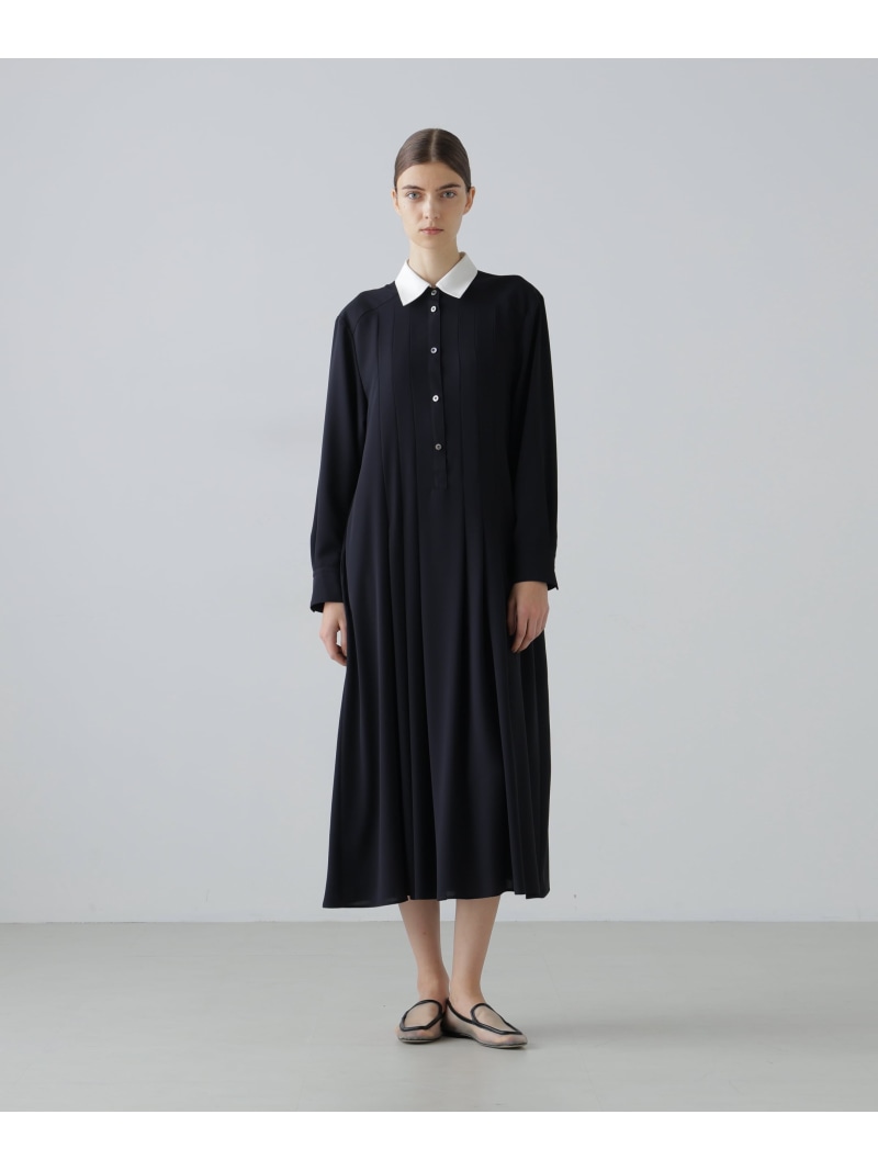 ◆ライトジョーゼットワンピース ADORE アドーア ワンピース・ドレス ワンピース ネイビー ベージュ【送料無料】[ Fashion]