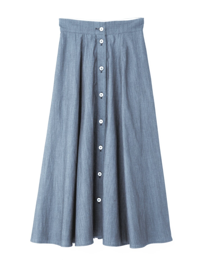 【SALE／50%OFF】SERGE de bleu x ADORE コットンシャンブレースカート ADORE アドーア スカート その他のスカート ブルー ネイビー【RBA_E】【送料無料】[ Fashion]