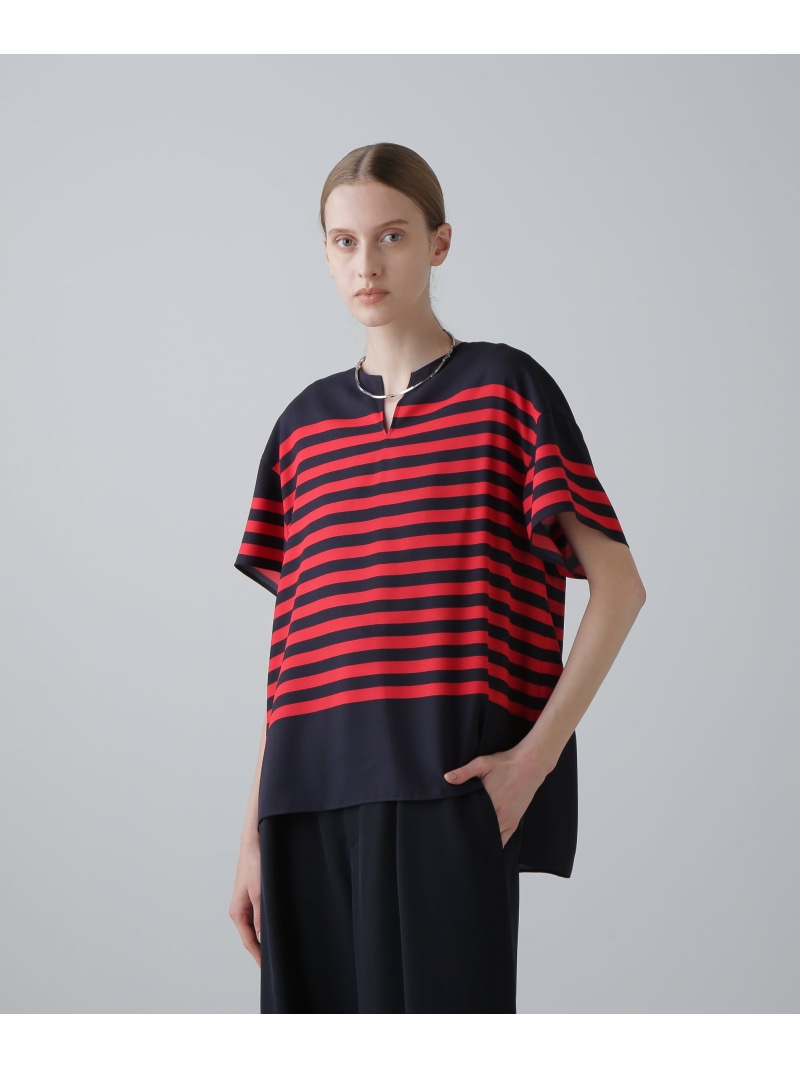 【SALE／60%OFF】◆ボーダープリントブラウス ADORE アドーア トップス シャツ・ブラウス レッド【RBA_E】【送料無料】[ Fashion]