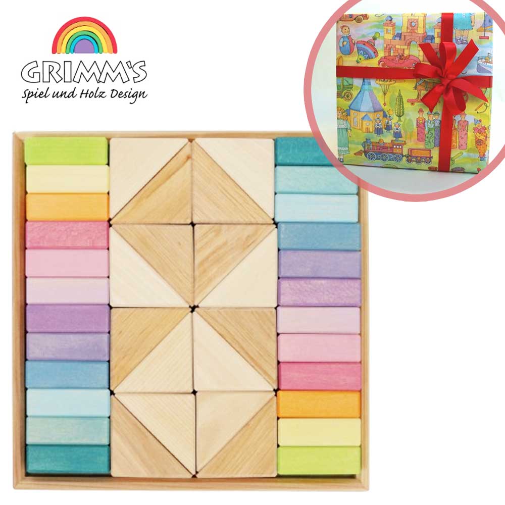 楽天市場】グリムス 積み木 キューブパステル・デュオ・40pcs