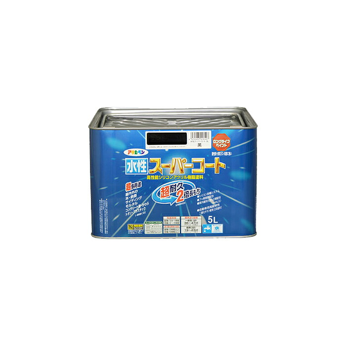 水性スーパーコート 5L 黒 アサヒペン 水性塗料 ペンキ｜aDsMarket 店