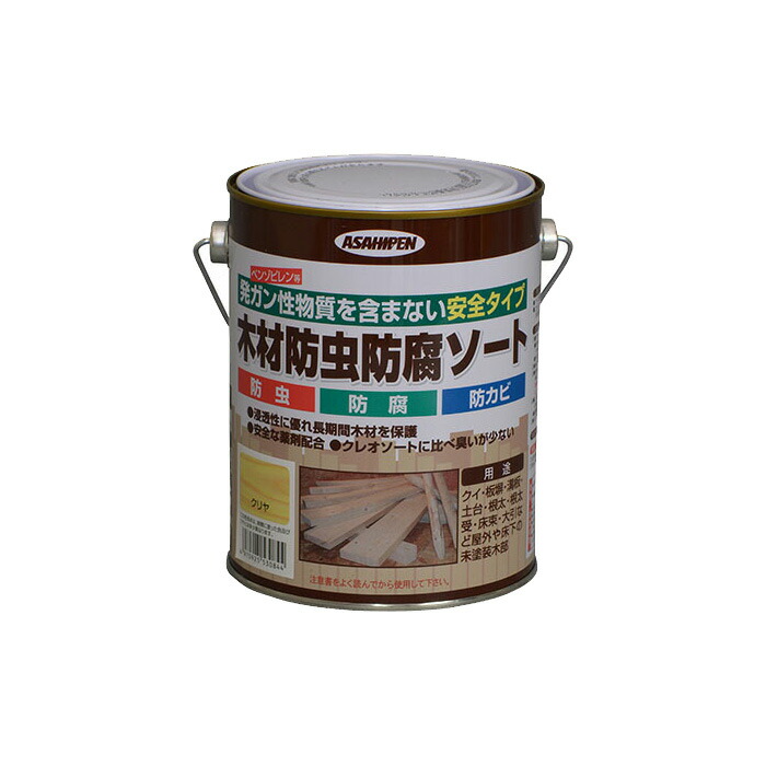 新品★油性塗料・ペンキ　アサヒペン　木材防虫防腐ソート　クリヤ/透明 (14L) アサヒペン 油性塗料・ペンキ 木材防虫防腐ソート クリヤ/透明