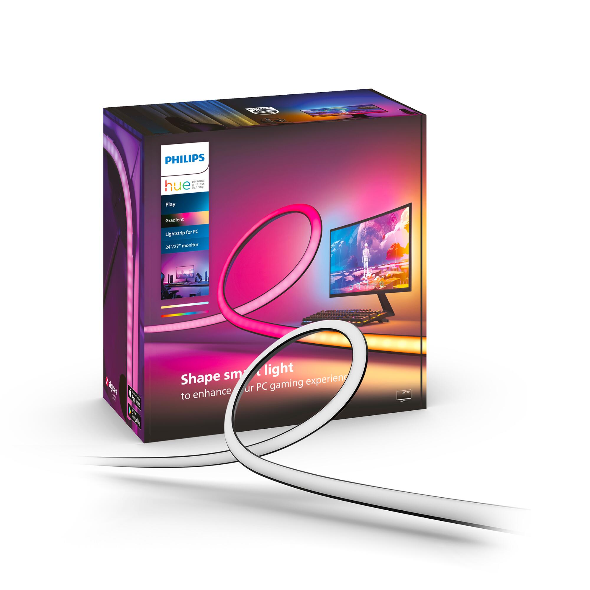 【公式】Philips Hue Gradient PC strip │ フィリップスヒュー テープライト モニター用 ゲーミングライト ledテープ 調光調色 取付簡単 グラデーション 1600万色 マルチカラー PCライトリボン 間接照明 音声操作 アプリ操作 2年保証｜Philips LED 店