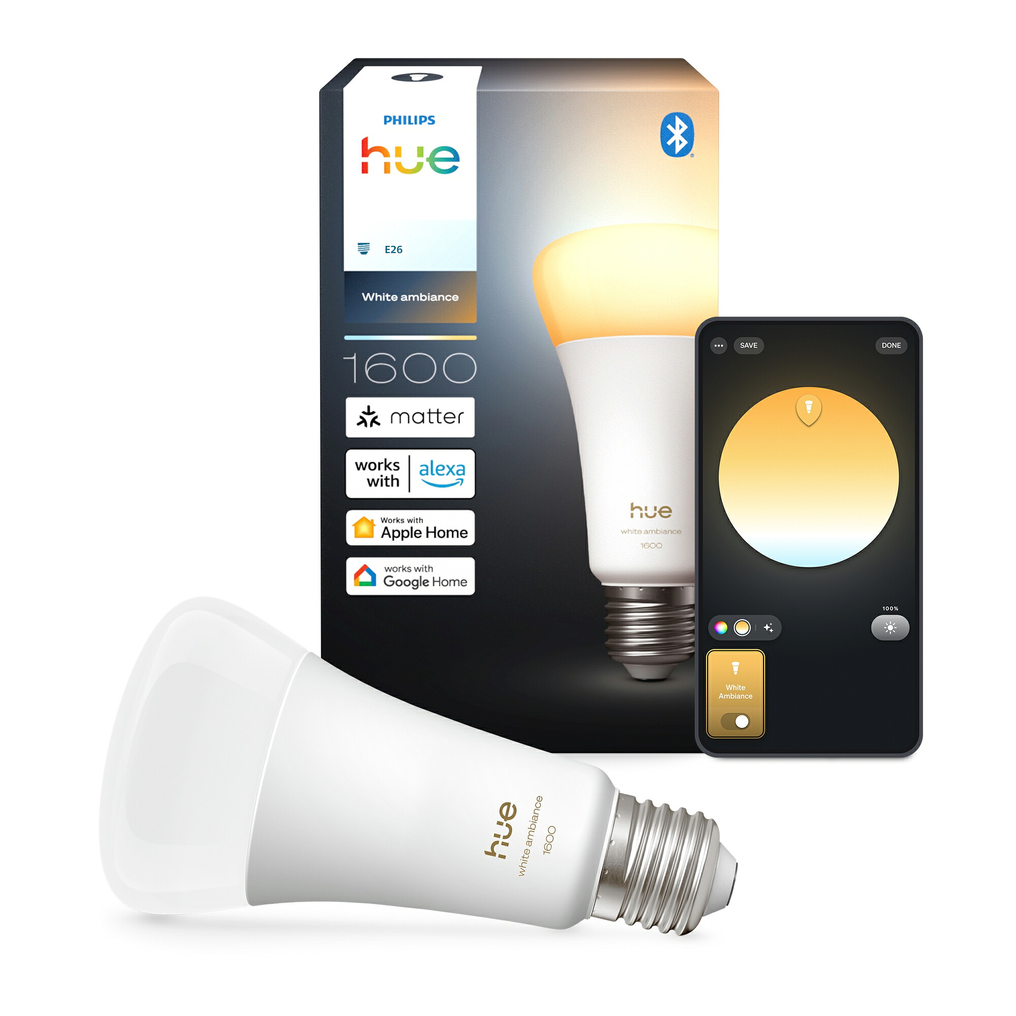 【堅苦しさ】 Philips Hue かっこ良い白熱電球 E26 100W好いかげんに 白いことグラデーション │ フィリップスヒュー かっこ良い点火装置 フィリップスヒュー Alexa相応う 1600ルーメン 白熱電球色 昼白いこと 調光 調色 かっこ良い養護ホーム 間接的な行動点火装置 LED かっこ良い点火装置 物音取り締まり 適用業務取り締まり Matter相応う 【あと取り品】