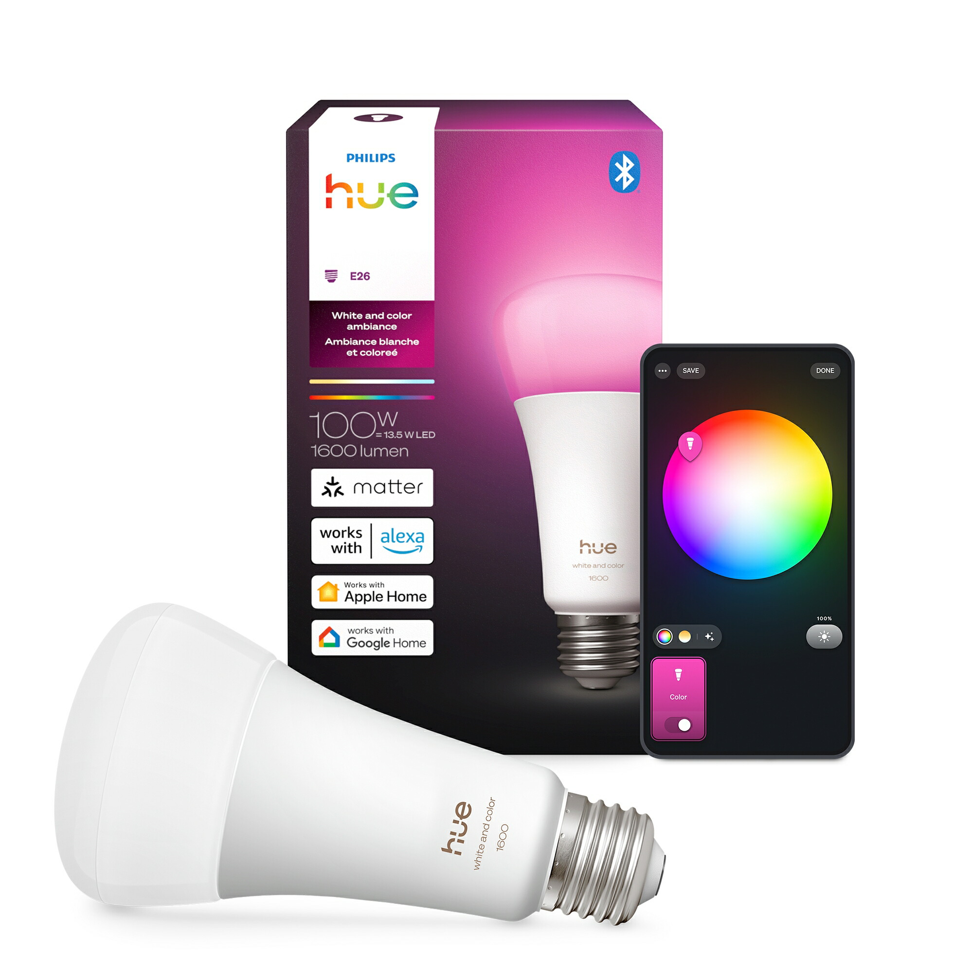 【堅苦しさ】 Philips Hue かっこ良い白熱電球 E26 100W好いかげんに 盛りだくさん色つや │ フィリップスヒュー かっこ良い点火装置 Alexa相応う 1600ルーメン マルチ色つや 1600万色 白熱電球色 昼白いこと 調光 調色 かっこ良い養護ホーム 間接的な行動点火装置 LED かっこ良い点火装置 物音取り締まり 適用業務取り締まり Matter相応う 【あと取り品】