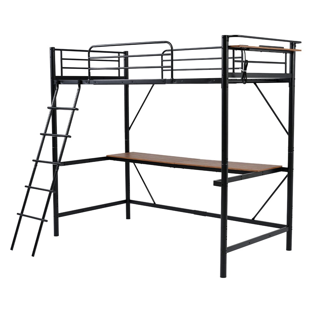 【ブラック】システムベット 宮棚　ロフトベッド シングル 手すり付き階段 Amazon｜システムベット 宮棚 ロフトベッド シングル 手すり付き階段