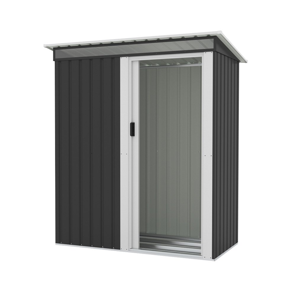 【 棚なし】ブラック+ホワイト 物置 屋外 大型 倉庫 大型物置 戸外収納庫 物置 防水/耐侯 収納可能 ガーデン/庭/田畑/農場 頑丈 大容量 スチール 引き戸 窓付き 床なし