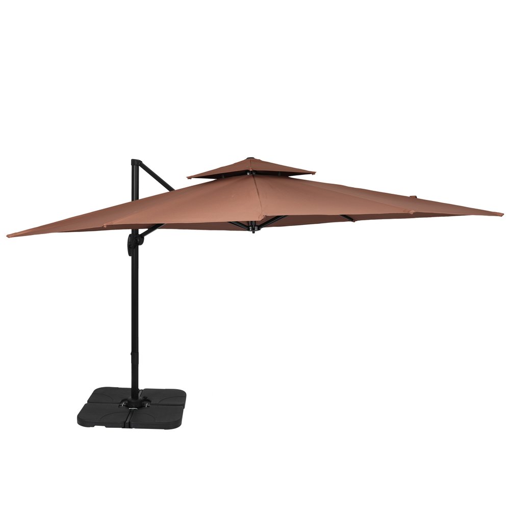 直径300cm 30+UPF紫外線 対策角度調整 2層 アルミ製 専用ベース付き パラソル ガーデンパラソル 長方形 大型 ビーチパラソル ガーデニング 庭 プール 海の家【ブラウン】 31,979円