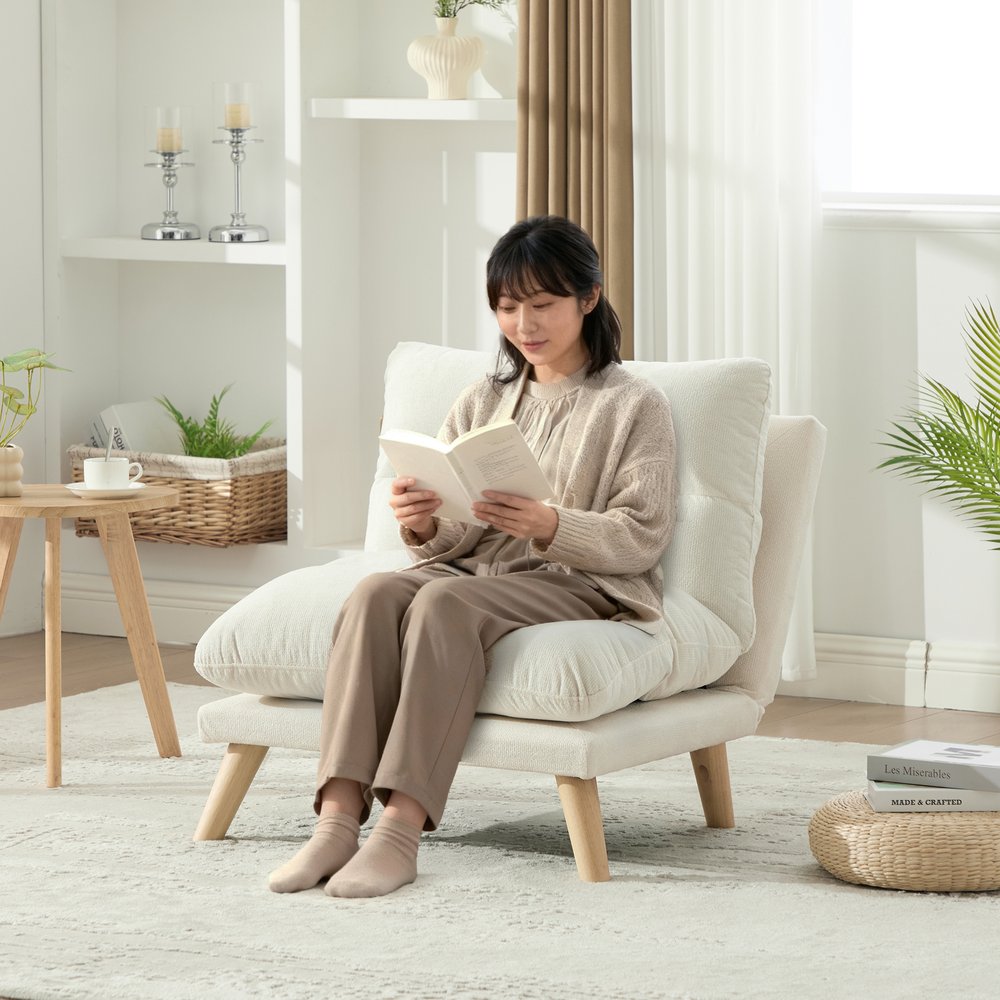 一人掛け ソファ 座椅子 リクライニング 折りたたみ コンパクト 幅68cm 低反発 メモリーフォーム ふわふわ シェニール生地 無垢材フレーム 一人暮らし おしゃれ