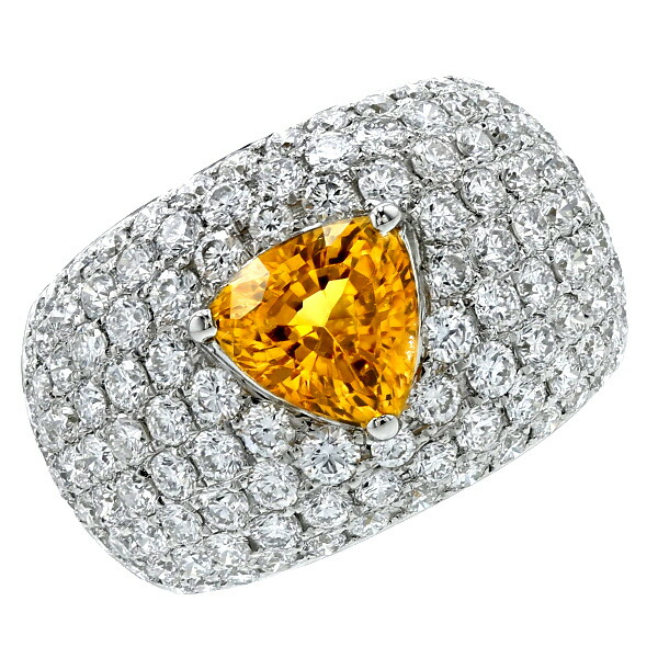 イエローサファイア リング 2.03ct モディファイド トライアンギュラー ミックスカット プラチナ 2ct 2カラット リング 大粒 指輪 Pt900 Pt サファイアリング サファイア ラグジュアリー カラーストーン 色石