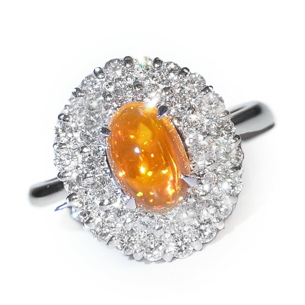 オパール リング 0.99ct - プラチナ Pt 0.8ct 0.8carat 0.8カラット オパール ダイアモンド ダイヤ オパールリング opal diamond 指輪 色石