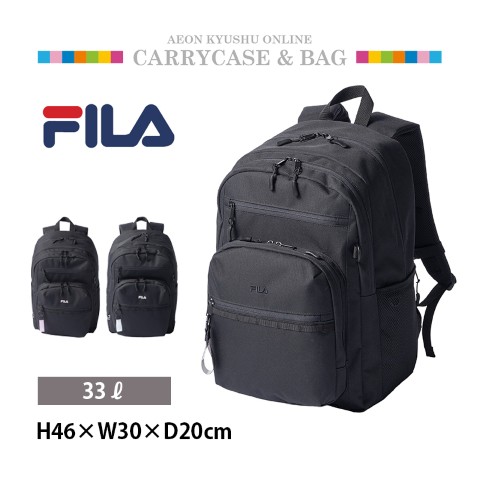 【P3倍★4/15 0:00~4/16 9:59】 FILA フィラ エンデュアーリュック 多ポケット ブラック(ブラックロゴ)