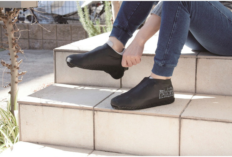 楽天市場 9 4 00から当店限定ポイント5倍 防水 シューズカバー くつcap ブラック Lサイズ 26 0 28 0cm イオンバイク楽天市場店