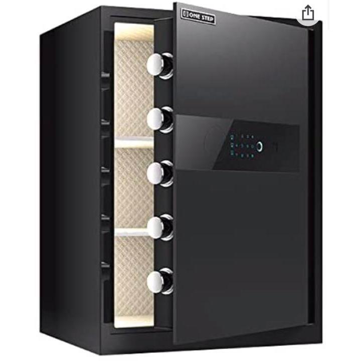 minesto 金庫 指紋 家庭用 大型 セキュリティーボックス テンキー 防犯金庫 棚 指紋認証金庫 (60cm・黒）｜AEROVEL 店