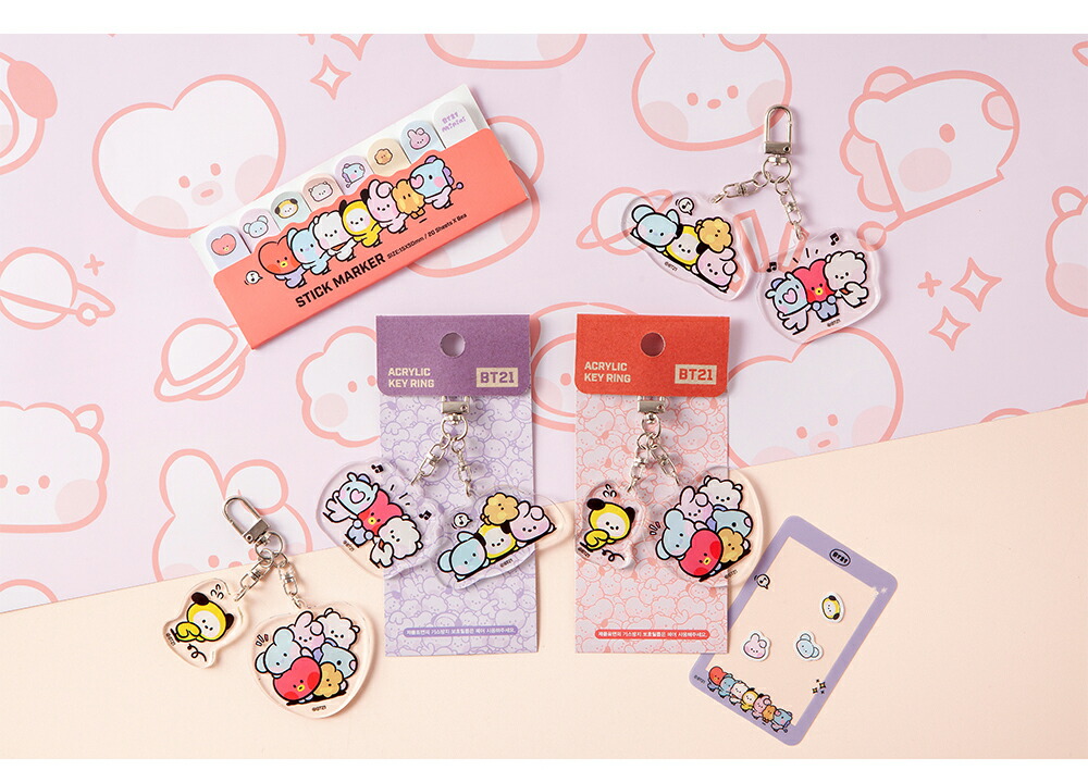 市場 BT21 BTS公式グッズ キーチャーム 送料無料 minini アクリルキーリングミニニ アクリル素材 Ring キーチェーン Key  キーホルダー スマートキー Acrylic