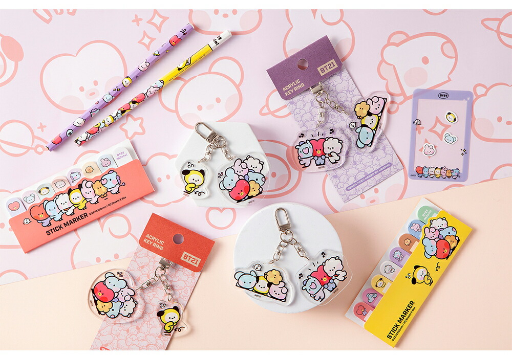 市場 BT21 BTS公式グッズ キーチャーム 送料無料 minini アクリルキーリングミニニ アクリル素材 Ring キーチェーン Key  キーホルダー スマートキー Acrylic